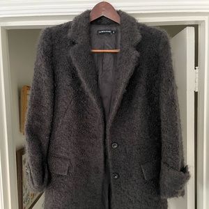 Anna Molinari Coat Mohair Charcoal Grey Women’s Size 46